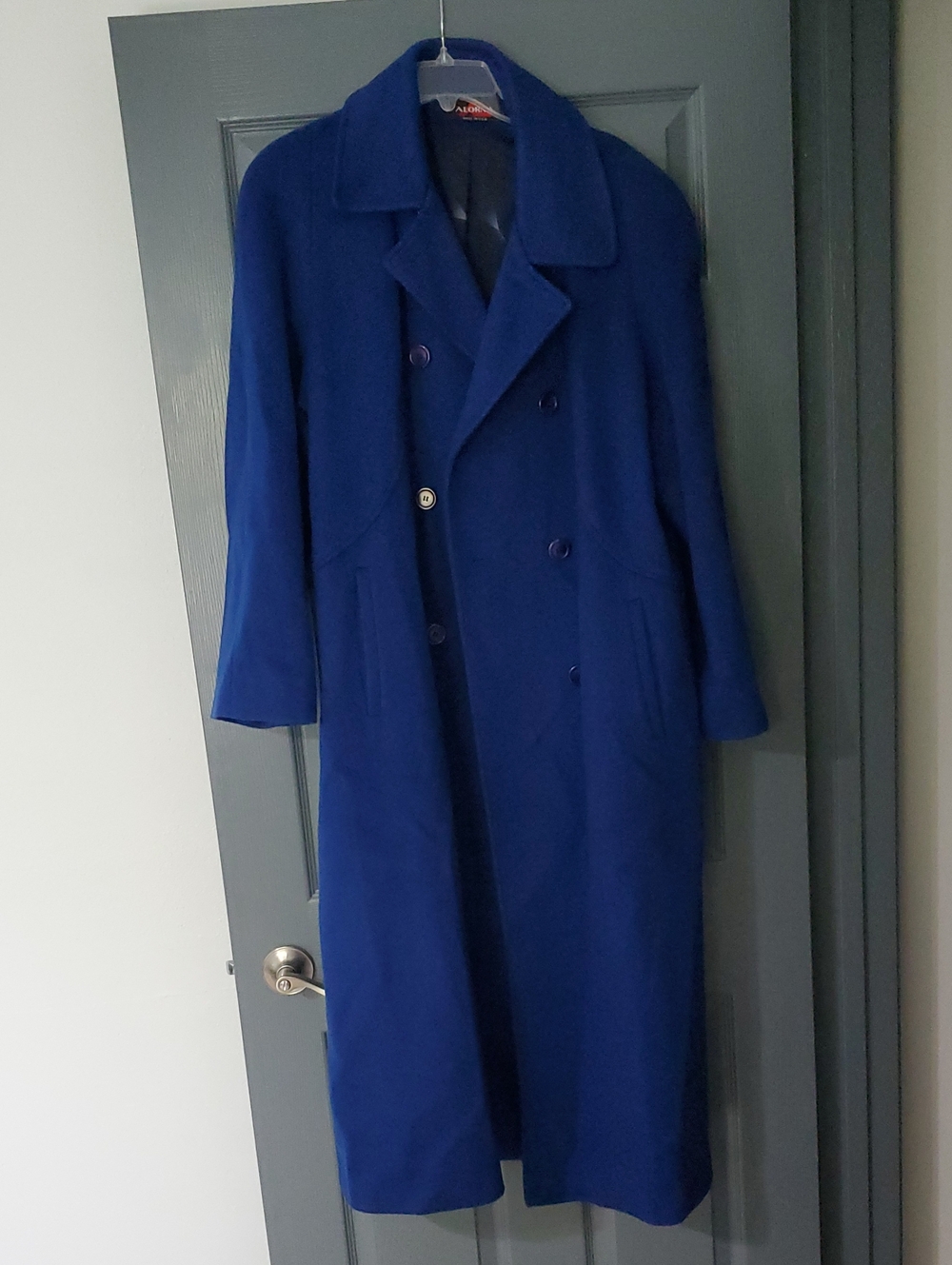 Unbranded Men's Double-Breasted Long Coat in Royal Blue